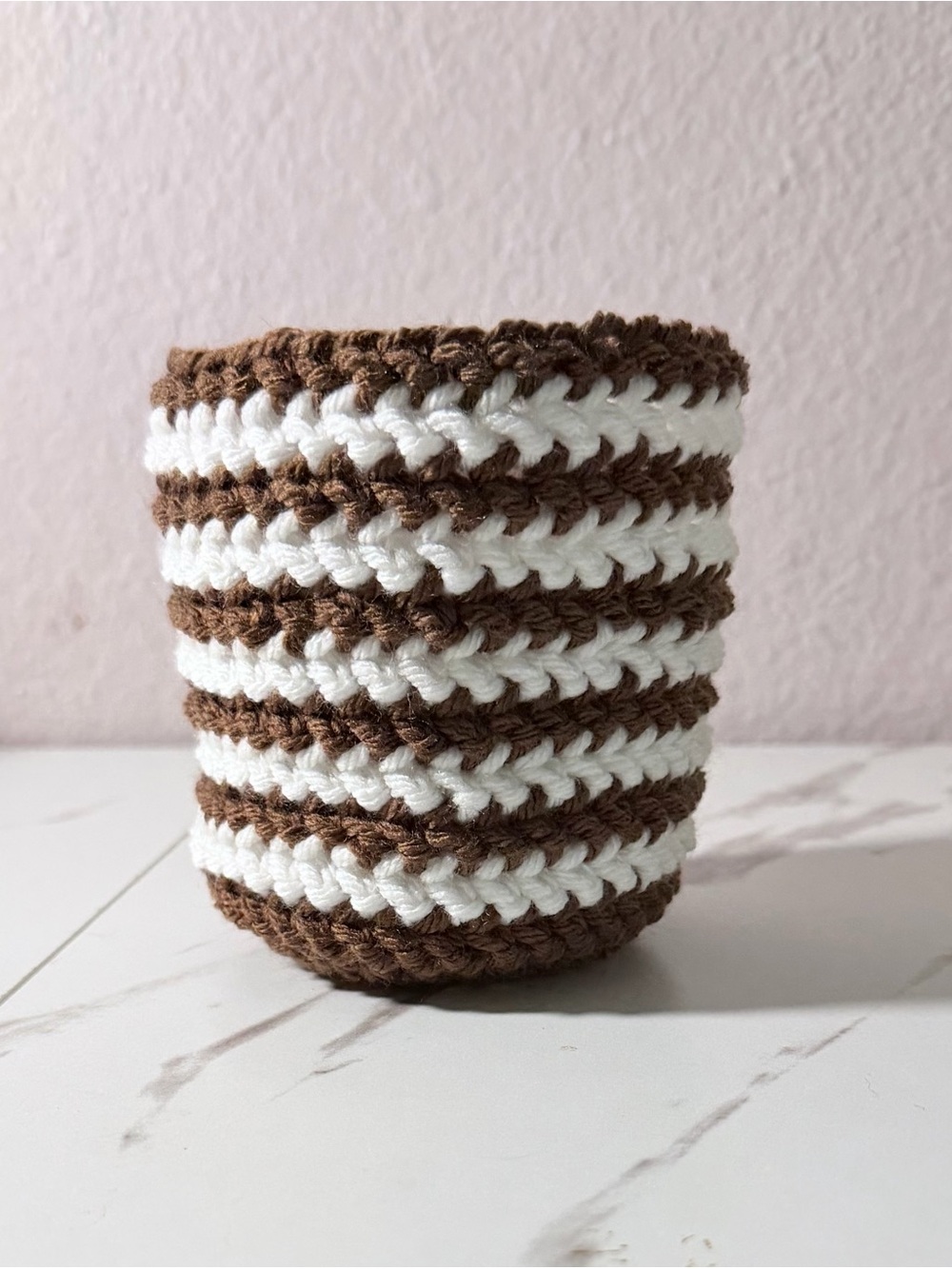 Handmade Brown and White Coffee Cup Cozy